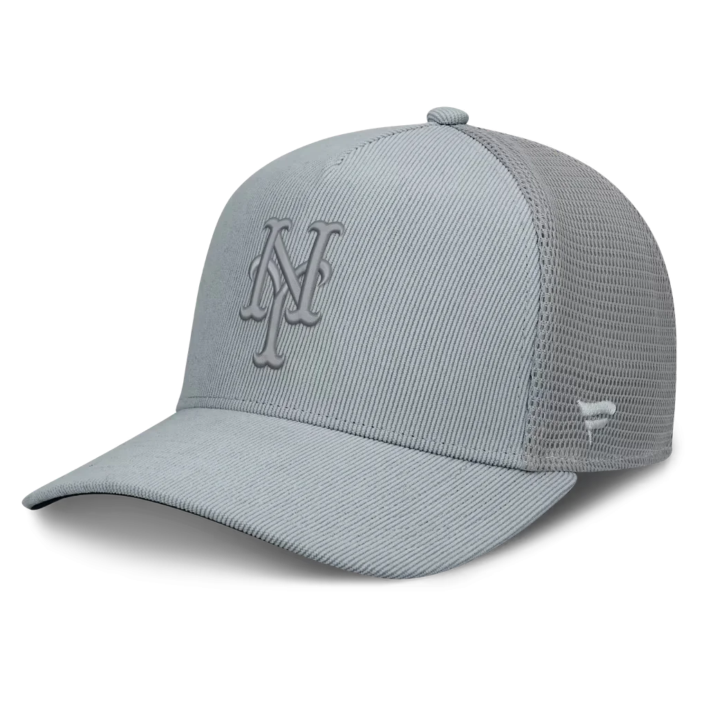 New York Mets Fanatics Corduroy Relief Trucker Adjustable Hat - Gray – Photo 1 of 5