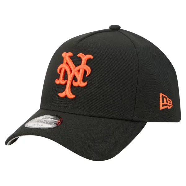 New York Mets New Era Youth Cooperstown Logo 9FORTY A-Frame Adjustable Hat - Black