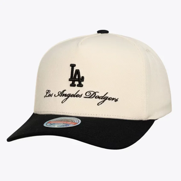 Los Angeles Dodgers Mitchell & Ness Flawless Stretch-Snap Hat - Cream/Black