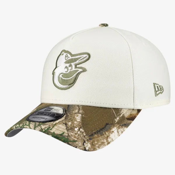 Baltimore Orioles New Era 9FORTY A-Frame Adjustable Hat - Cream/Realtree Camo