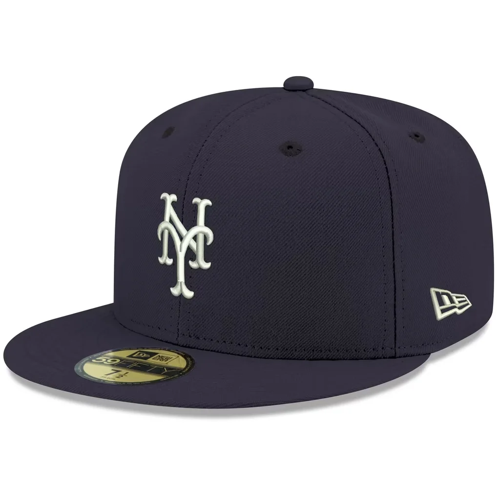 New York Mets New Era White Logo 59FIFTY Fitted Hat - Navy – Photo 1 of 5