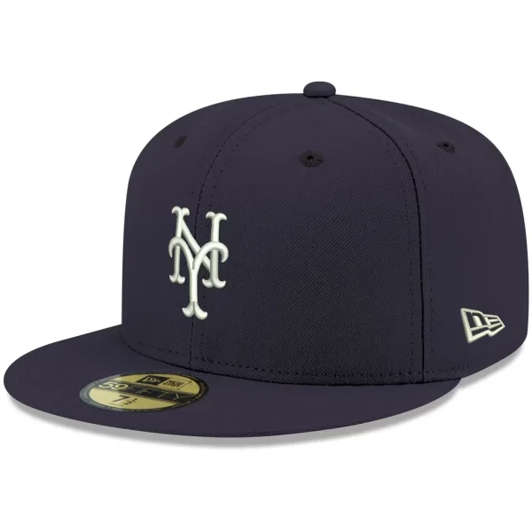 New York Mets New Era White Logo 59FIFTY Fitted Hat - Navy