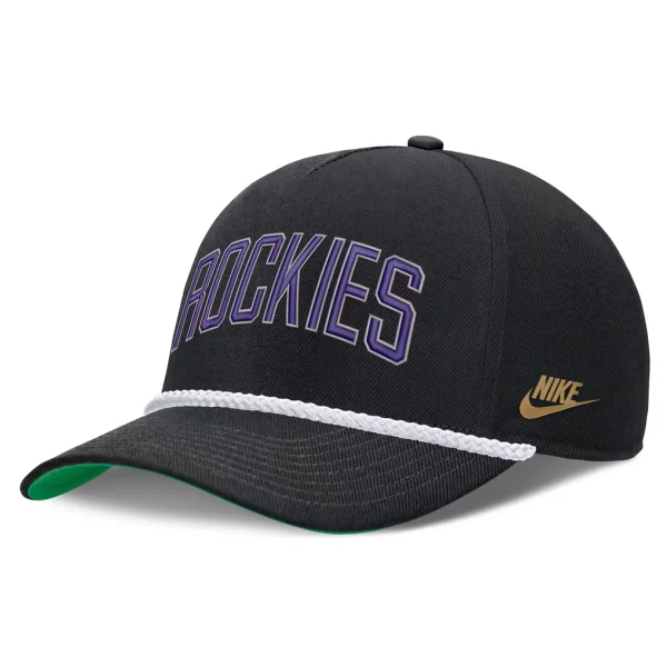 Colorado Rockies Nike Cooperstown Collection Rise Adjustable Hat - Black