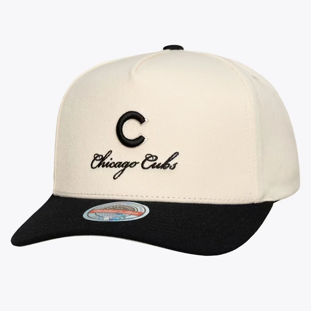 Chicago Cubs Mitchell & Ness Flawless Stretch-Snap Hat - Cream/Black – Photo 1 of 4