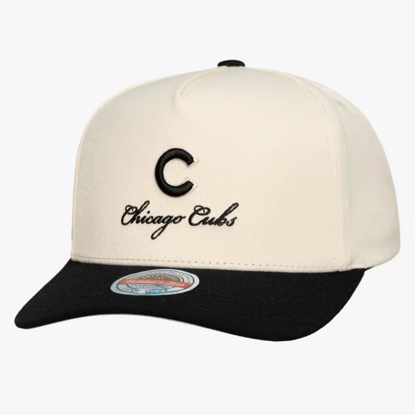 Chicago Cubs Mitchell & Ness Flawless Stretch-Snap Hat - Cream/Black