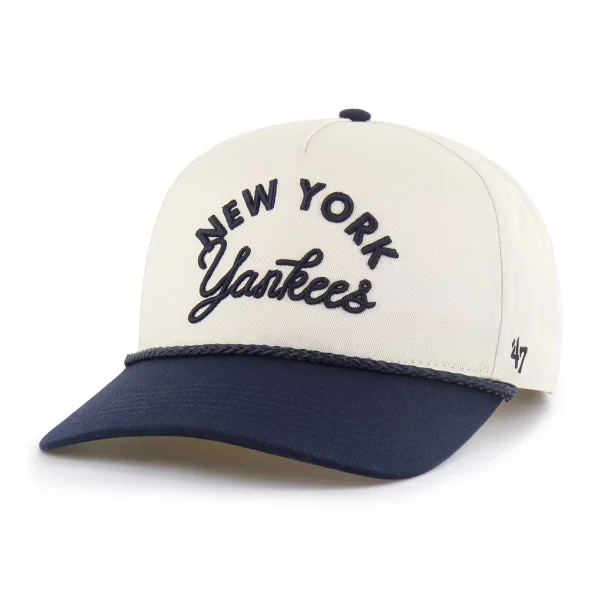 New York Yankees '47 Unisex Rope Script Hitch Adjustable Hat - Natural/Navy