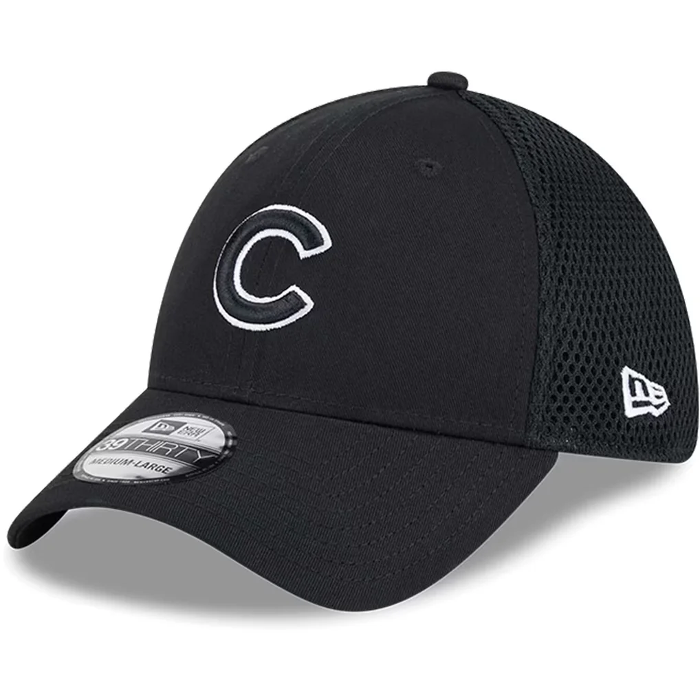 Chicago Cubs New Era Neo 39THIRTY Flex Hat - Black/White – Photo 1 of 6