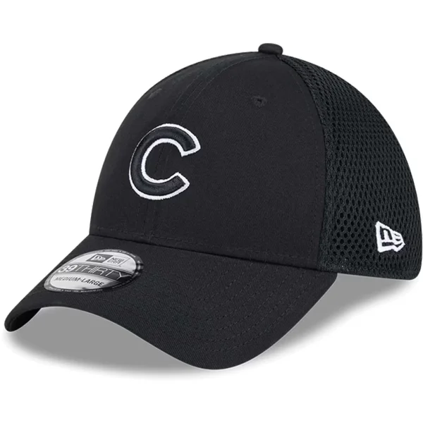 Chicago Cubs New Era Neo 39THIRTY Flex Hat - Black/White