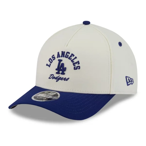 Los Angeles Dodgers New Era Arch 9FORTY A-Frame M-Crown Adjustable Hat - Natural/Royal
