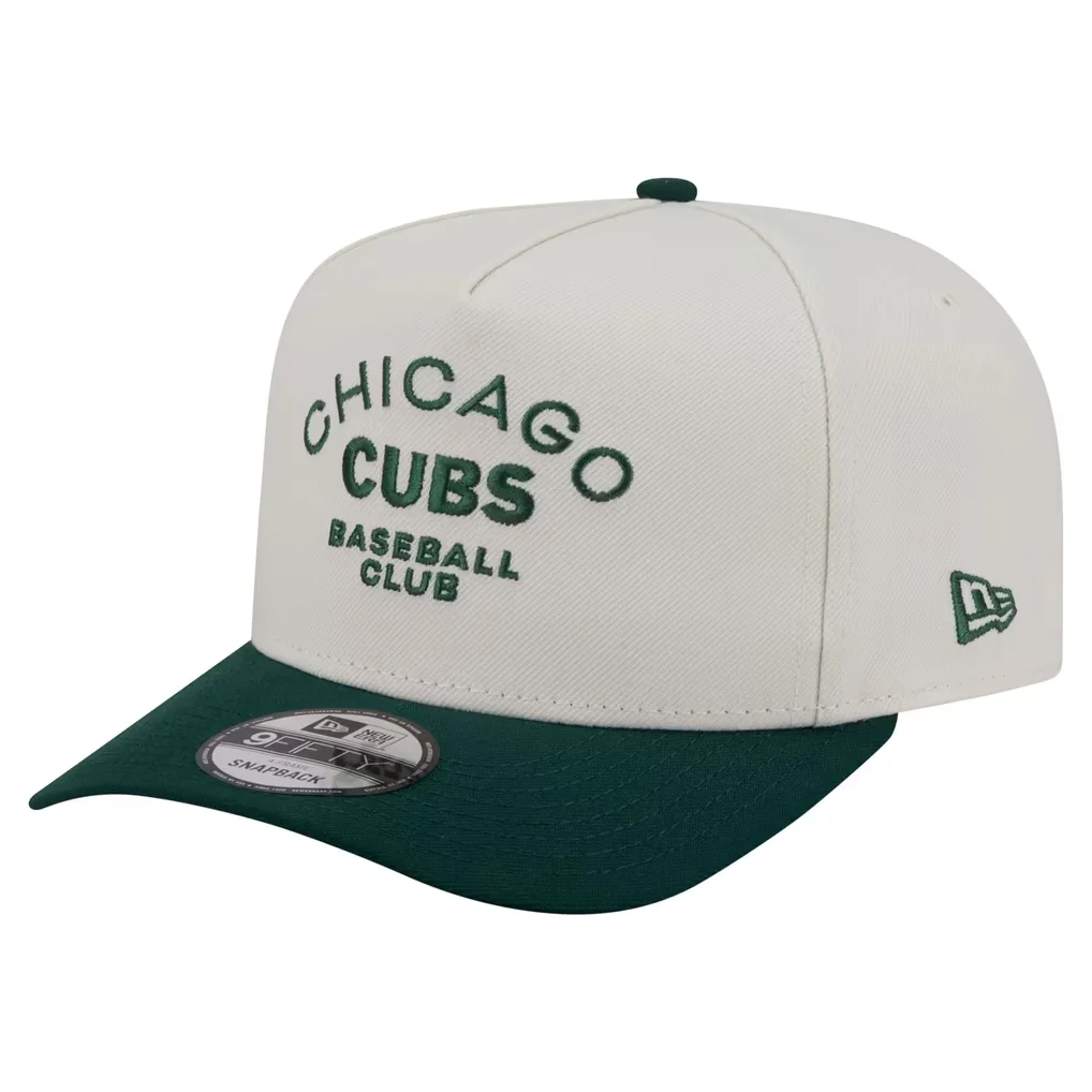 Chicago Cubs New Era Chrome A-Frame 9FIFTY Snapback Hat - Cream/Dark Green – Photo 1 of 7
