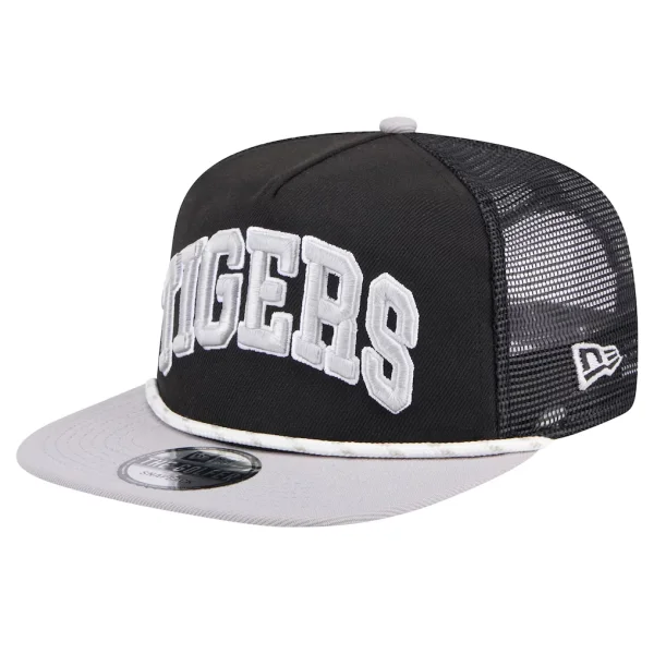 Detroit Tigers New Era Throwback Meshback Golfer Hat - Black