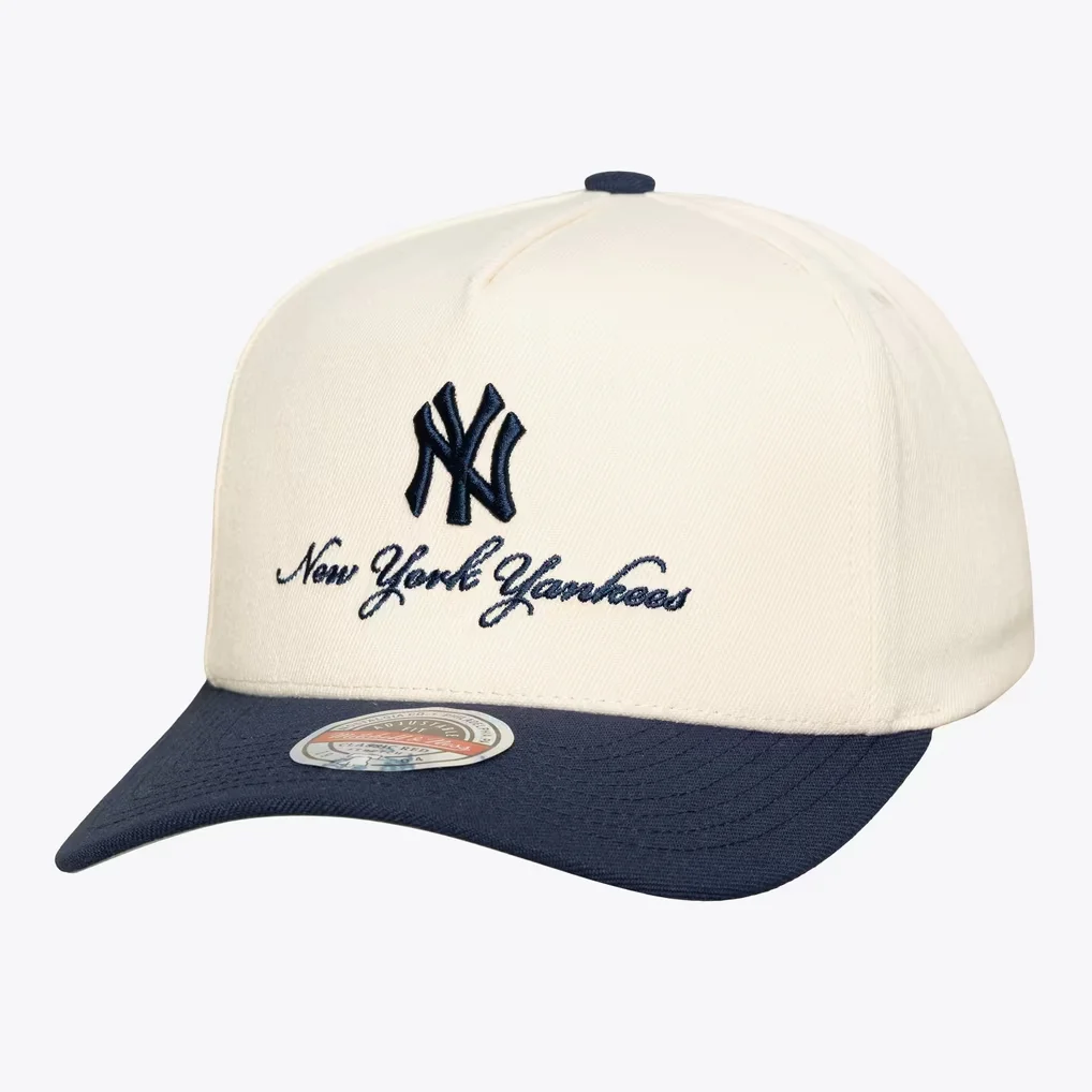 New York Yankees Mitchell & Ness Flawless Stretch-Snapback Hat - Cream/Navy – Photo 1 of 4