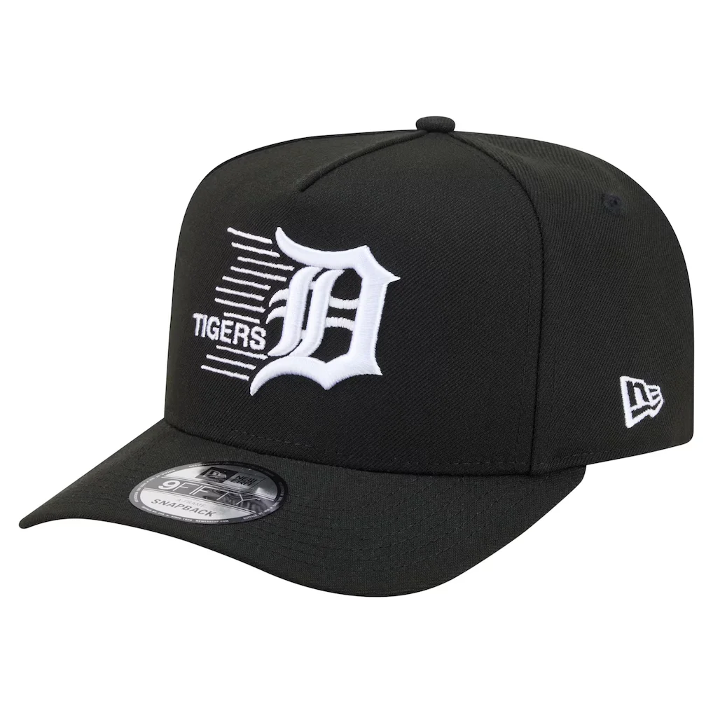 Detroit Tigers New Era Motion A-Frame 9FIFTY Snapback Hat - Black – Photo 1 of 7