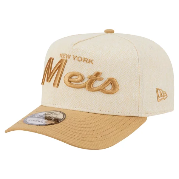 New York Mets New Era Herringbone 9FIFTY A-Frame Snapback Hat - Cream