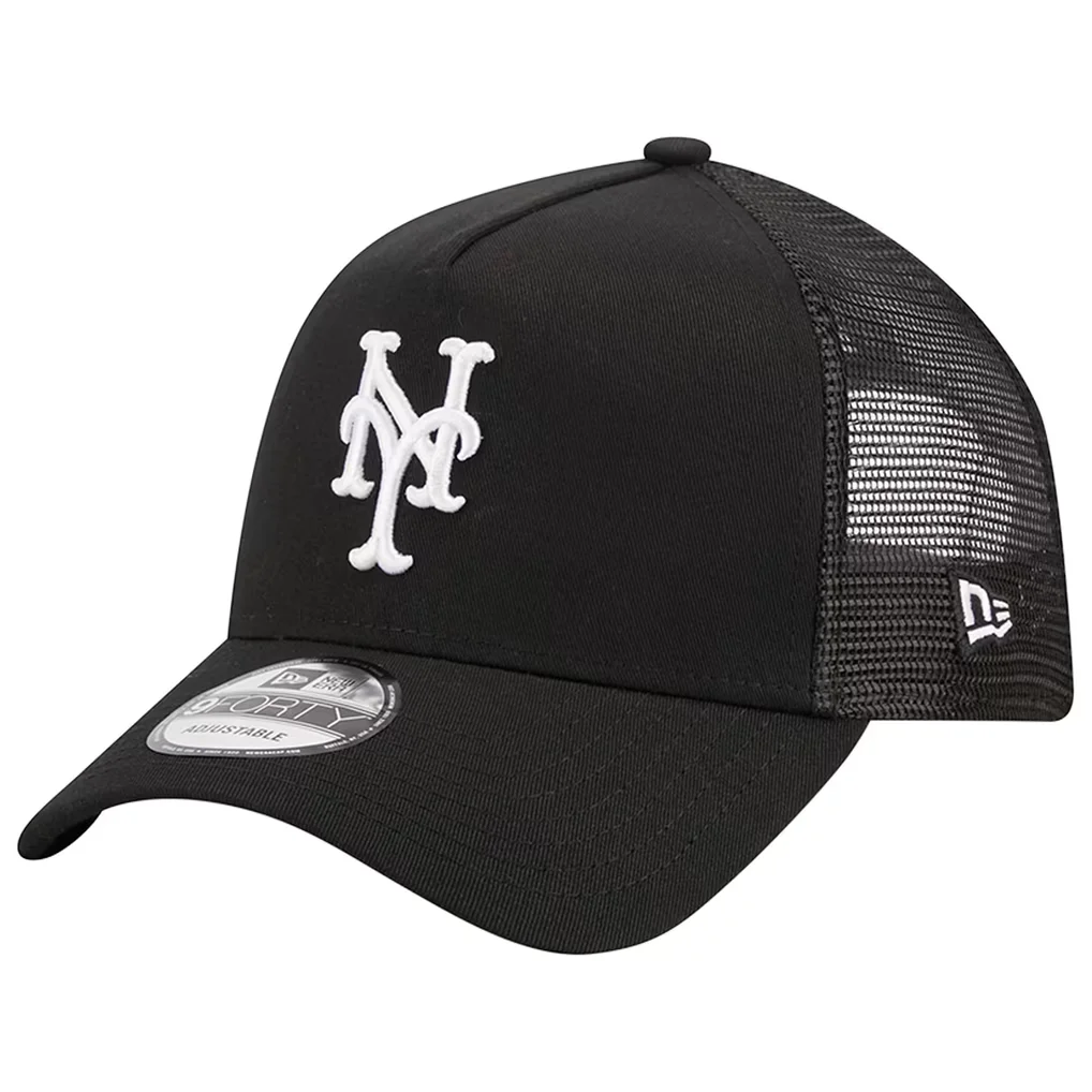 New York Mets New Era A-Frame 9FORTY Trucker Adjustable Hat - Black – Photo 1 of 5