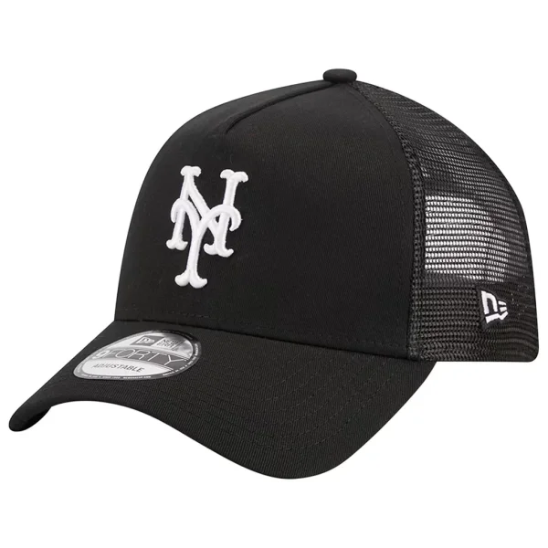 New York Mets New Era A-Frame 9FORTY Trucker Adjustable Hat - Black