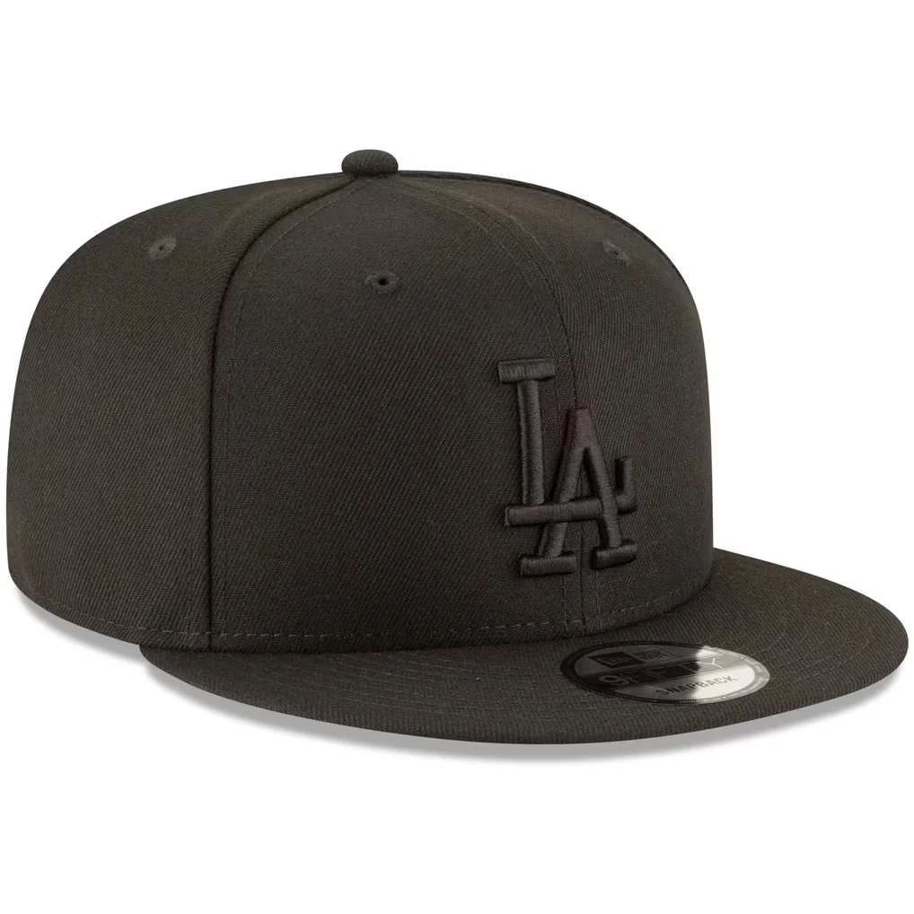 Los Angeles Dodgers New Era Black on Black 9FIFTY Team Snapback Adjustable Hat - Black – Photo 1 of 5