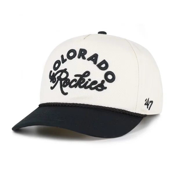 Colorado Rockies '47 Unisex Rope Script Hitch Adjustable Hat - Natural/Black