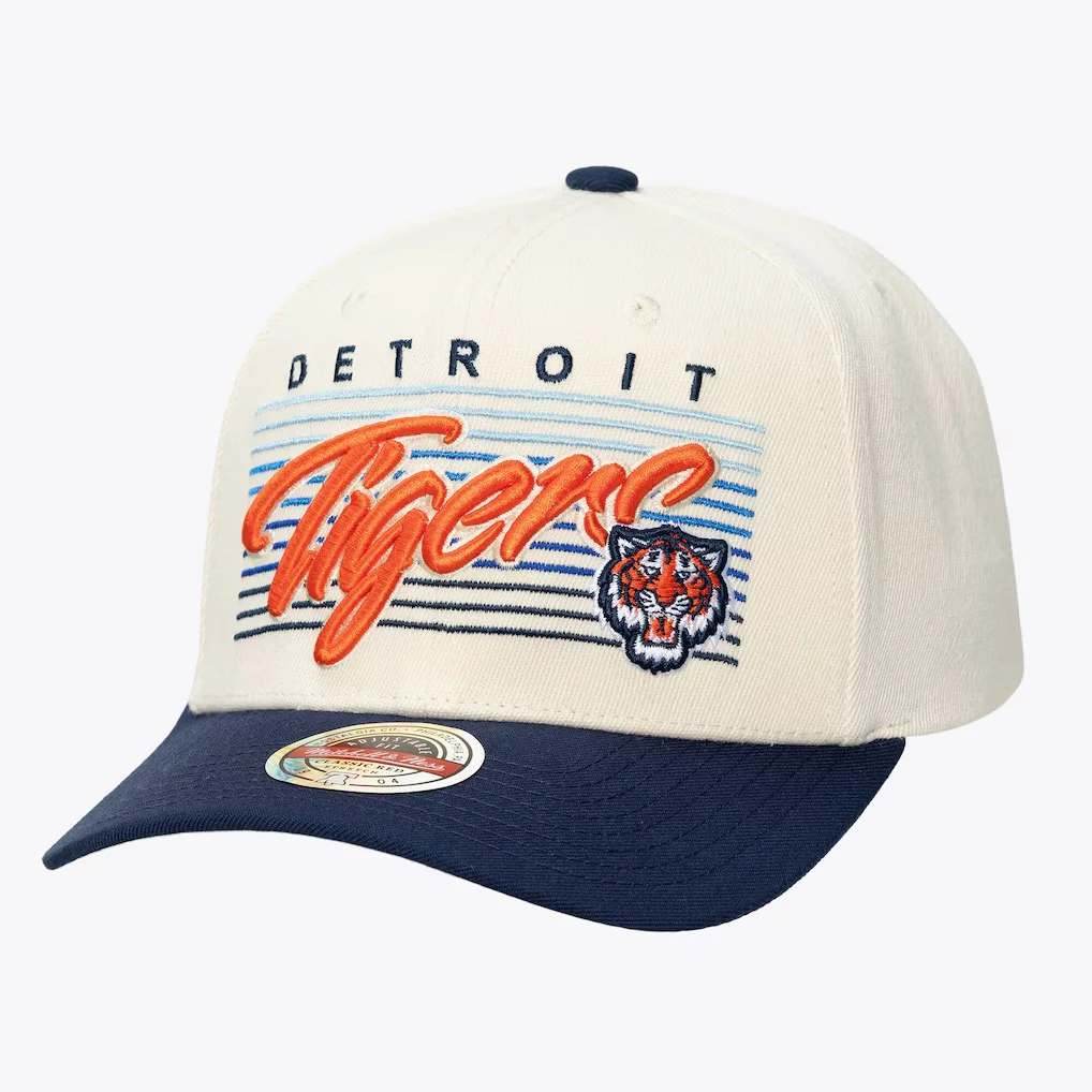 Detroit Tigers Mitchell & Ness Unisex Retro Lines Stretch Snapback Hat - Cream – Photo 1 of 3