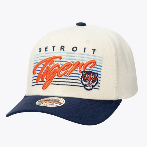 Detroit Tigers Mitchell & Ness Unisex Retro Lines Stretch Snapback Hat - Cream