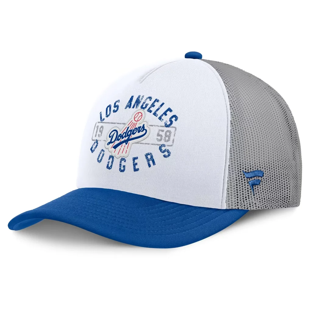 Los Angeles Dodgers Fanatics Designated A-Frame Foam Front Trucker Adjustable Hat - White/Royal – Photo 1 of 4