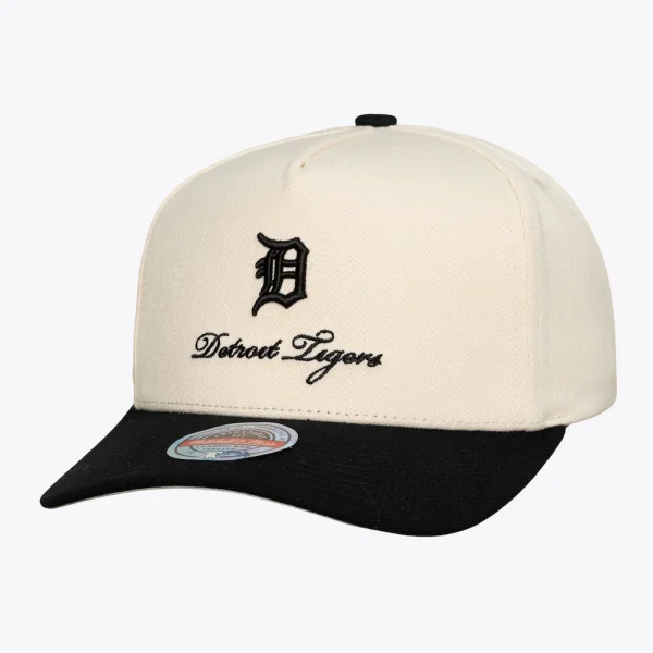 Detroit Tigers Mitchell & Ness Flawless Stretch-Snap Hat - Cream/Black