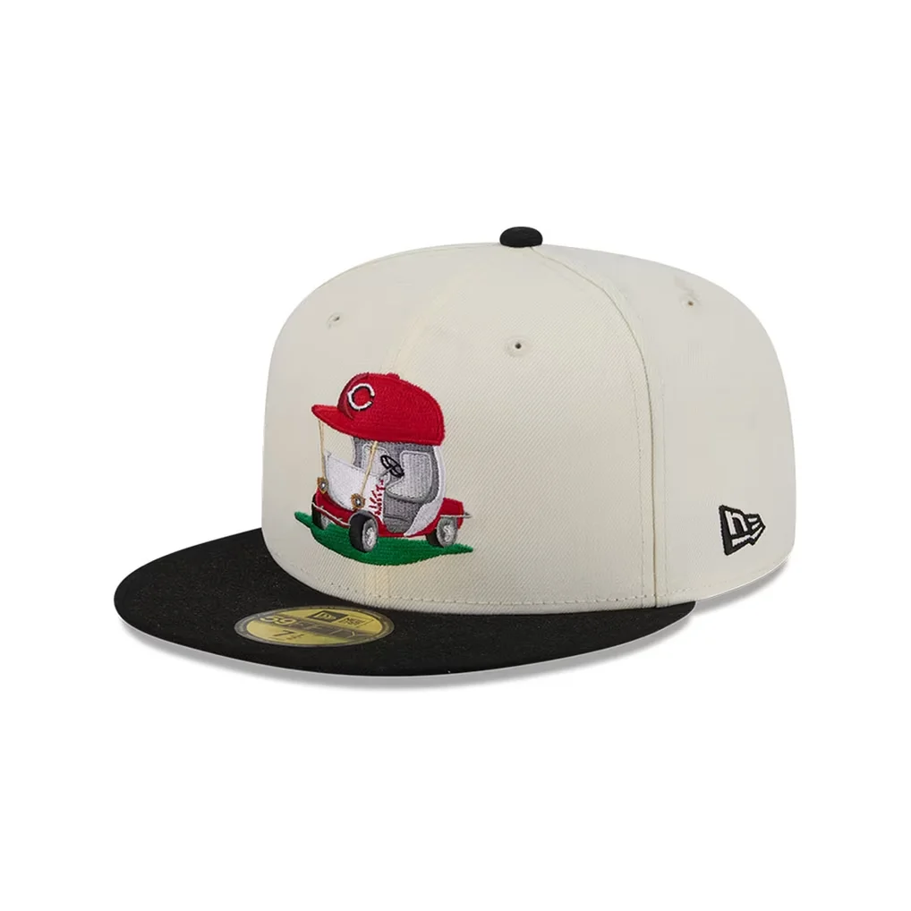 Cincinnati Reds New Era Bullpen Cart 59FIFTY Fitted Hat - Cream/Black – Photo 1 of 4