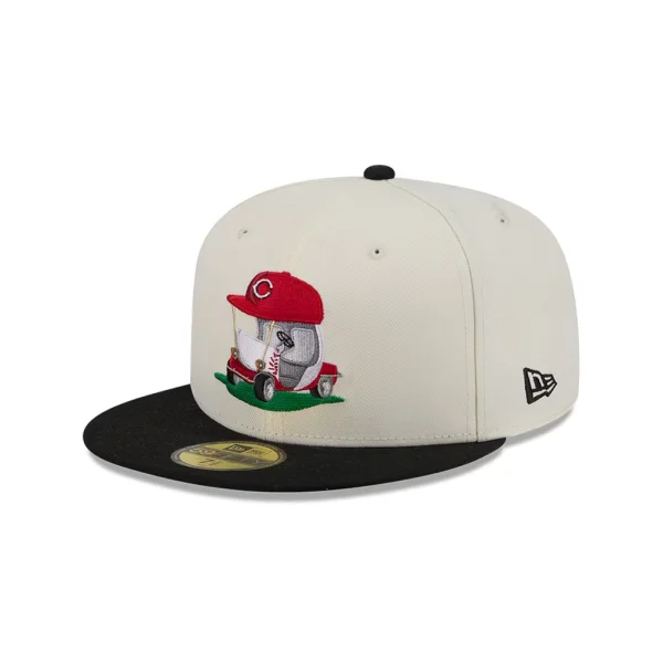 Cincinnati Reds New Era Bullpen Cart 59FIFTY Fitted Hat - Cream/Black