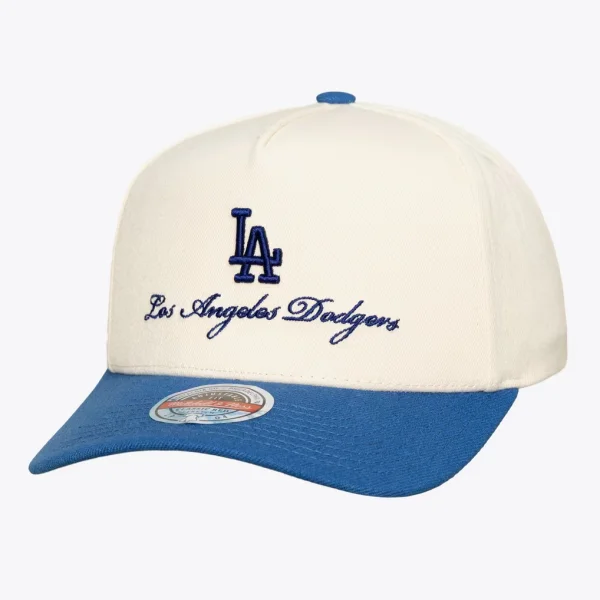 Los Angeles Dodgers Mitchell & Ness Flawless Stretch-Snapback Hat - Cream/Royal