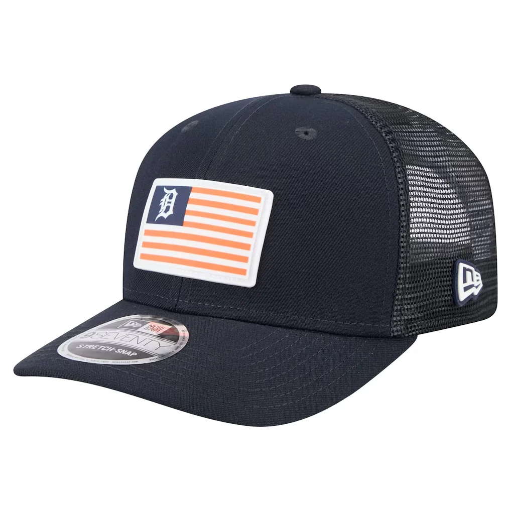 Detroit Tigers New Era Flag 9SEVENTY Stretch-Snap Hat - Navy – Photo 1 of 5