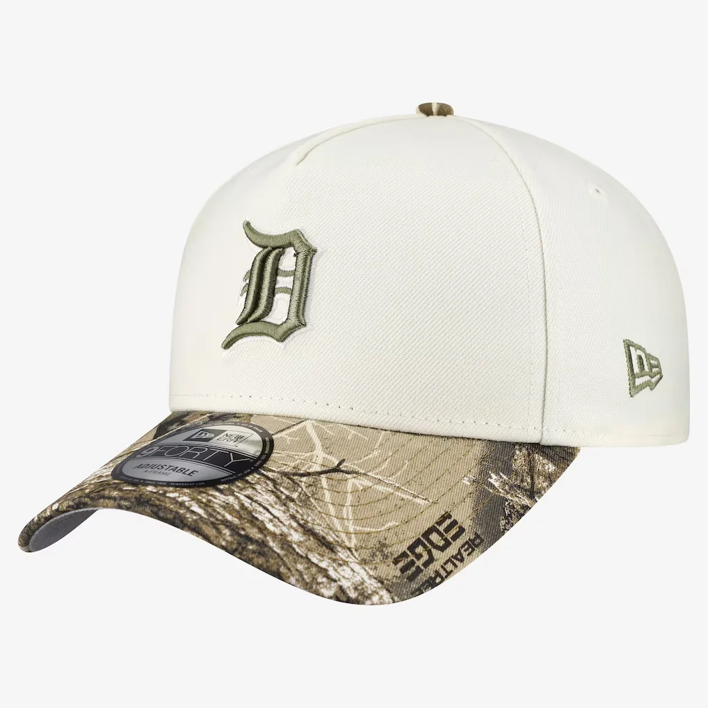 Detroit Tigers New Era 9FORTY A-Frame Adjustable Hat - Cream/Realtree Camo – Photo 1 of 4