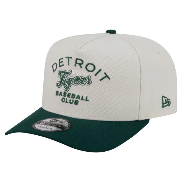 Detroit Tigers New Era Chrome A-Frame 9FIFTY Snapback Hat - Cream/Dark Green
