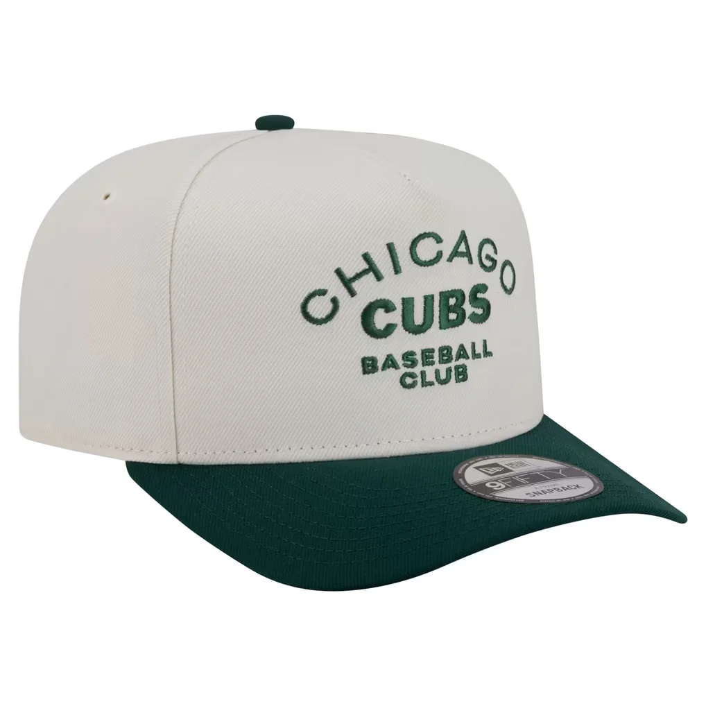 Chicago Cubs New Era Chrome A-Frame 9FIFTY Snapback Hat - Cream/Dark Green – Photo 1 of 5