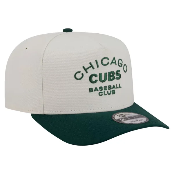 Chicago Cubs New Era Chrome A-Frame 9FIFTY Snapback Hat - Cream/Dark Green