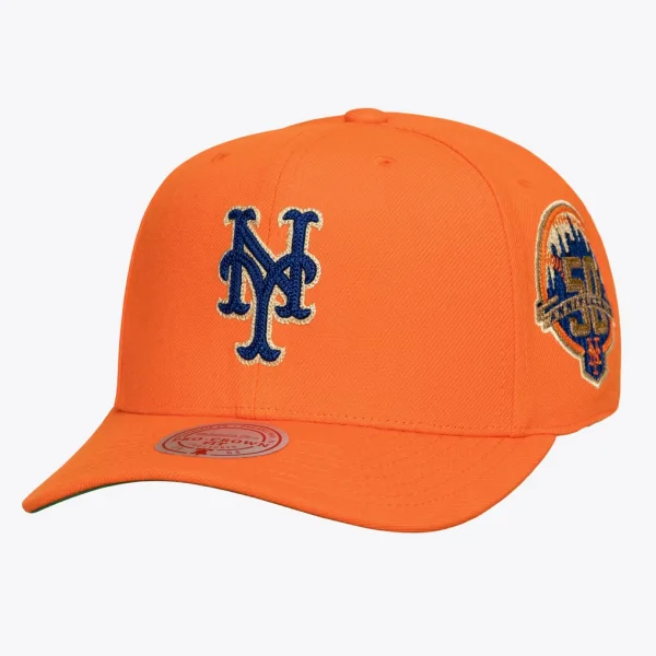 New York Mets Mitchell & Ness 50th Anniversary Patch Secondary Pro Snapback Hat - Orange
