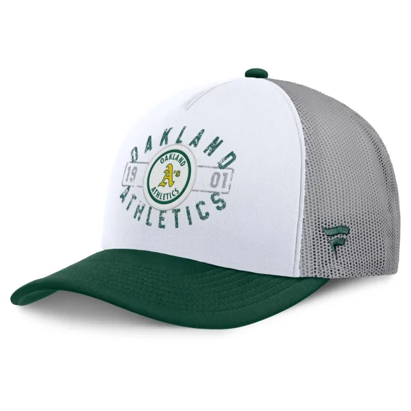 Athletics Fanatics Designated A-Frame Foam Front Trucker Adjustable Hat - White/Green