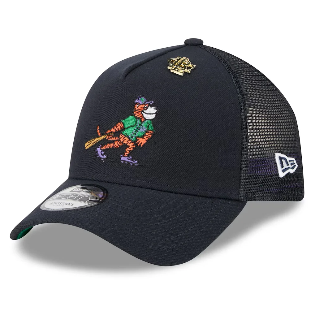 Detroit Tigers New Era 2025 Big League Chew A-Frame 9FORTY Adjustable Trucker Hat - Navy – Photo 1 of 5