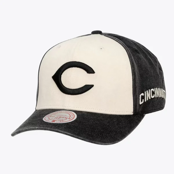 Cincinnati Reds Mitchell & Ness Unisex Snow Block Pro Crown Adjustable Hat - Cream/Black