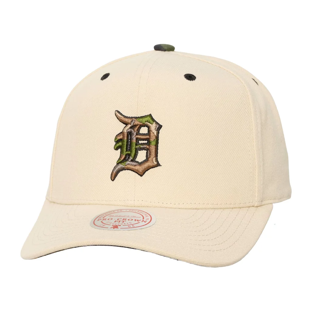 Detroit Tigers Mitchell & Ness Unisex Camo Logo Pro Crown Snapback Hat - Cream – Photo 1 of 3