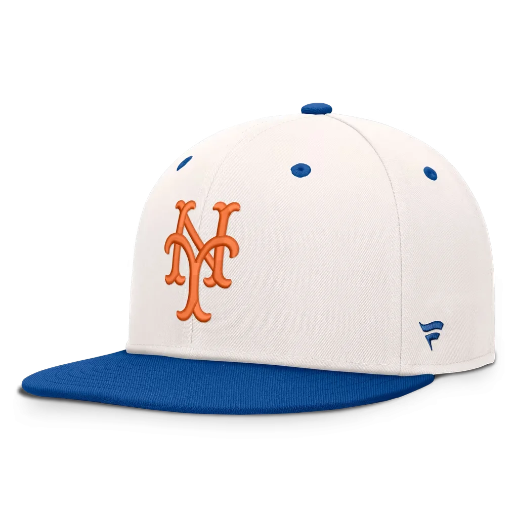 New York Mets Fanatics Heritage Ballpark Snapback Hat - Cream/Royal – Photo 1 of 4