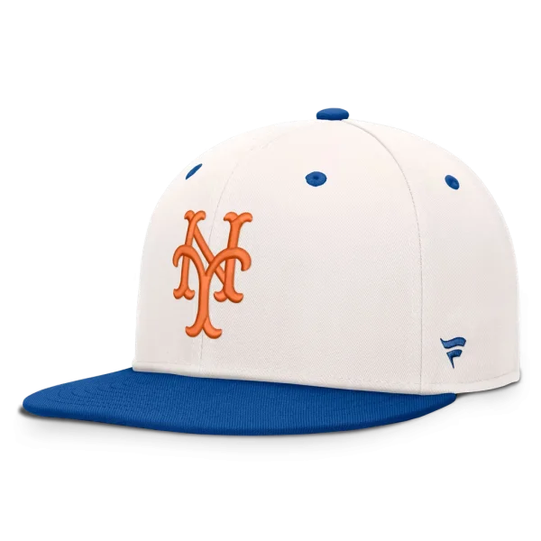 New York Mets Fanatics Heritage Ballpark Snapback Hat - Cream/Royal