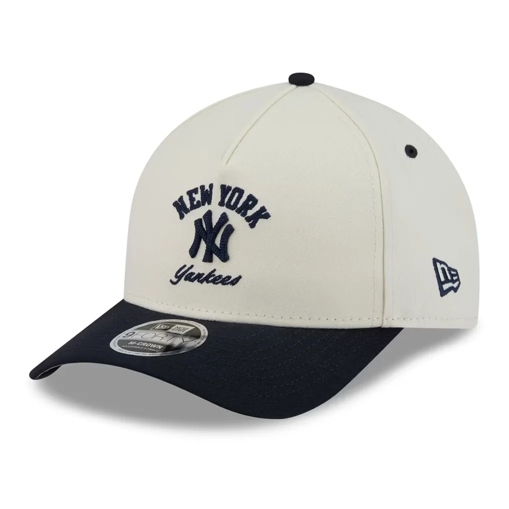 New York Yankees New Era Arch 9FORTY A-Frame M-Crown Adjustable Hat - Natural/Navy – Photo 1 of 5