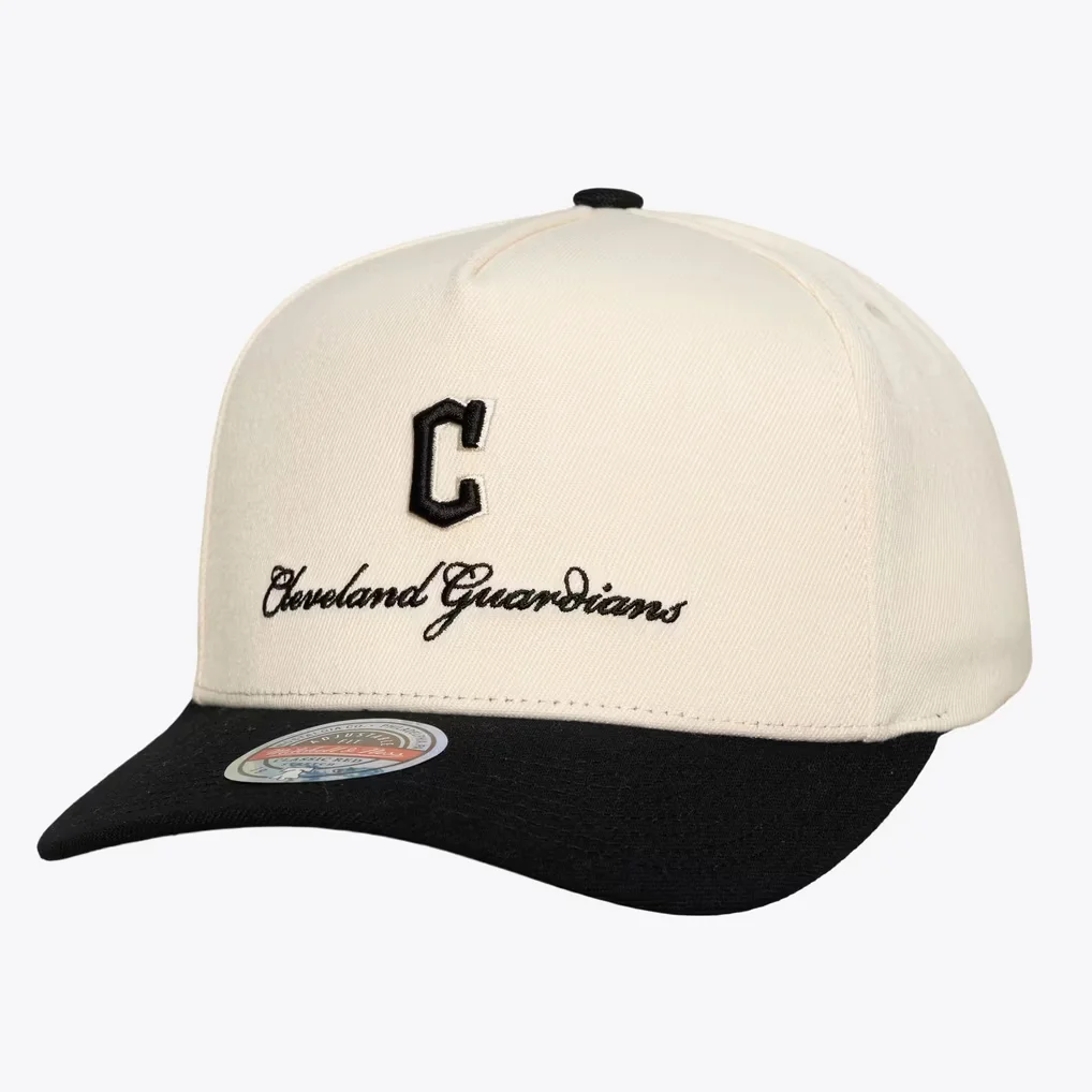 Cleveland Guardians Mitchell & Ness Flawless Stretch-Snap Hat - Cream/Black – Photo 1 of 4