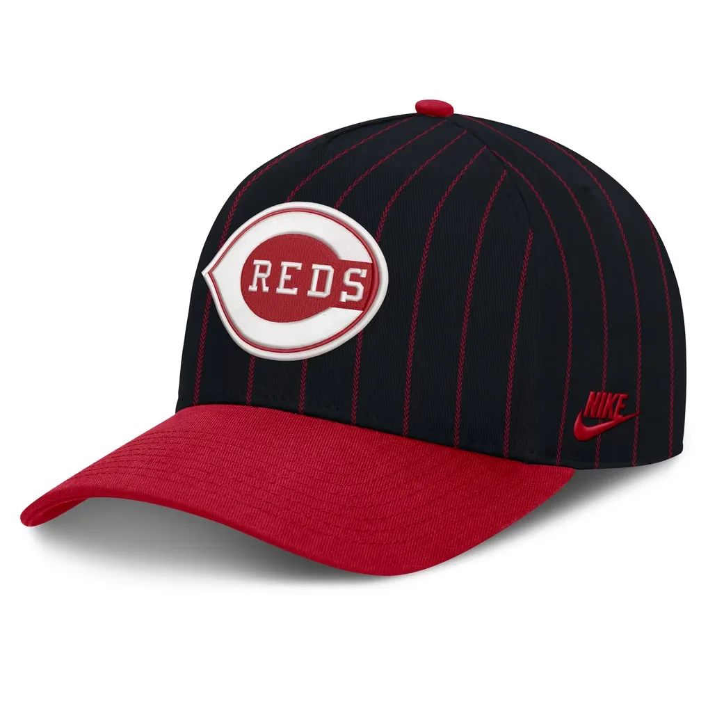 Cincinnati Reds Nike Male Cooperstown Rise A-Frame Adjustable Hat - Black/Red – Photo 1 of 4