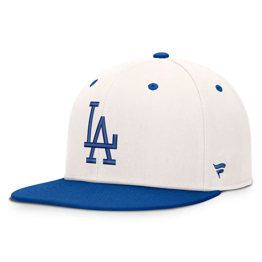 Los Angeles Dodgers Fanatics Heritage Ballpark Snapback Hat - Cream/Royal – Photo 1 of 4