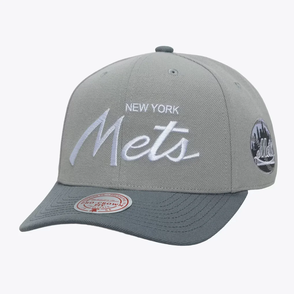 New York Mets Mitchell & Ness Thunderstorm Head Coach Pro-Crown Adjustable Hat - Gray – Photo 1 of 4