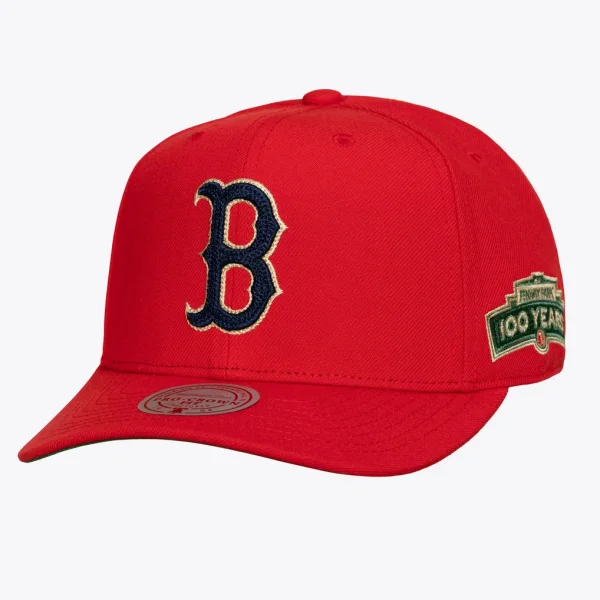 Boston Red Sox Mitchell & Ness Fenway Park 100th Anniversary Patch Secondary Pro Snapback Hat - Red