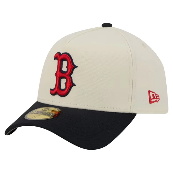 Boston Red Sox New Era Chrome A-Frame 59FORTY Fitted Hat - Cream