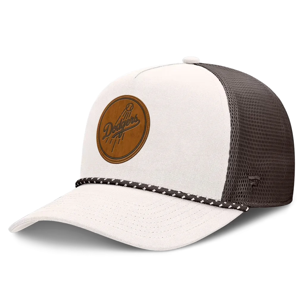 Los Angeles Dodgers Fanatics Level Up Bronco Adjustable Trucker Hat - Cream/Brown – Photo 1 of 4