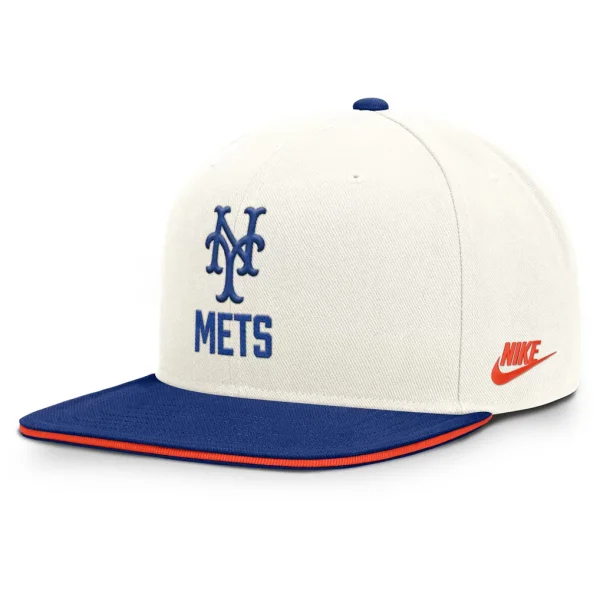 New York Mets Nike Cooperstown Pro Dri-FIT Snapback Hat - Cream/Royal